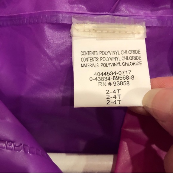 Disney Princess Purple Pink snap button hooded raincoat size 2-4T - Picture 5 of 8